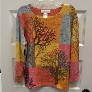 Colorful Tree Pattern Sweater - Susan Bristol vintage sweater 2003